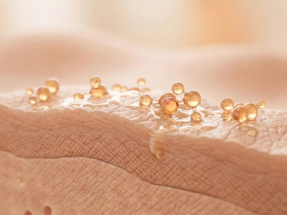 Illustration of skin and its natural surface oils